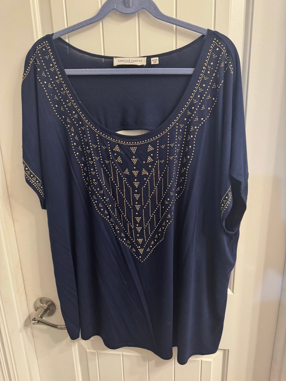 Tempted Hearts 3X Blue with Gold Embellished Top